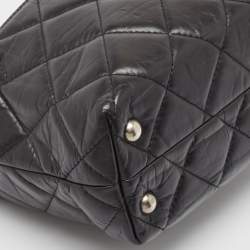 Pre Owned Chanel Black Quilted Aged Leather Reissue East West Tote