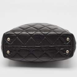 Pre Owned Chanel Black Quilted Aged Leather Reissue East West Tote