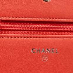 Chanel Orange Quilted Leather Coco Boy Wallet on Chain
