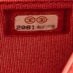 Chanel Orange Quilted Leather Coco Boy Wallet on Chain