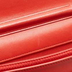 Chanel Orange Quilted Leather Coco Boy Wallet on Chain