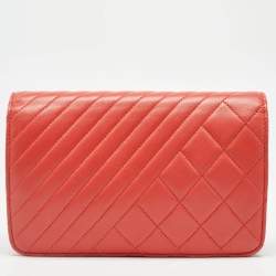 Chanel Orange Quilted Leather Coco Boy Wallet on Chain