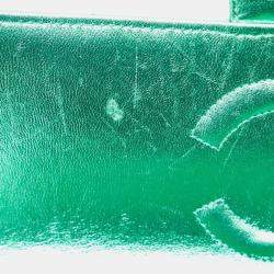 Chanel Metallic Green Lambskin Leather Quilted Top Handle Bag 