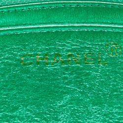 Chanel Metallic Green Lambskin Leather Quilted Top Handle Bag 