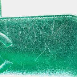 Chanel Metallic Green Lambskin Leather Quilted Top Handle Bag 