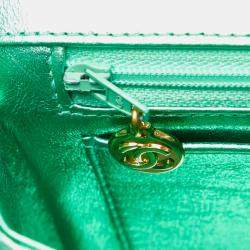 Chanel Metallic Green Lambskin Leather Quilted Top Handle Bag 