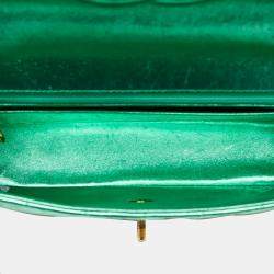 Chanel Metallic Green Lambskin Leather Quilted Top Handle Bag 