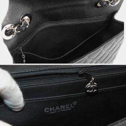 Chanel Black Caviar Leather Jumbo Classic Single Flap Shoulder Bag