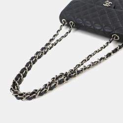 Chanel Black Caviar Leather Jumbo Classic Single Flap Shoulder Bag