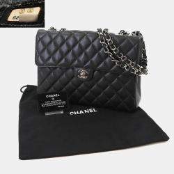 Chanel Black Caviar Leather Jumbo Classic Single Flap Shoulder Bag