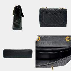 Chanel Black Caviar Leather Jumbo Classic Single Flap Shoulder Bag