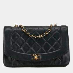 Pre Owned Chanel Black Leather Diana Flap Bag