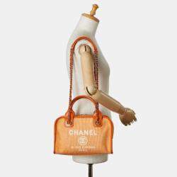 Chanel Orange Canvas Small Deauville Tote Bag