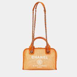 Chanel Orange Canvas Small Deauville Tote Bag