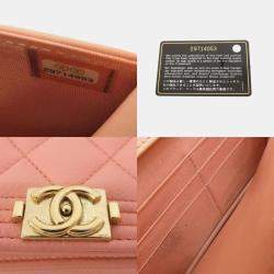 Chanel Pink Leather Boy Wallet on Chain