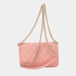 Chanel Pink Leather Boy Wallet on Chain