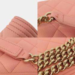 Chanel Pink Leather Boy Wallet on Chain