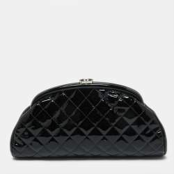 Chanel Black Quilted Patent Leather Timeless Clutch