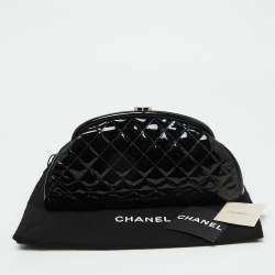 Chanel Black Quilted Patent Leather Timeless Clutch