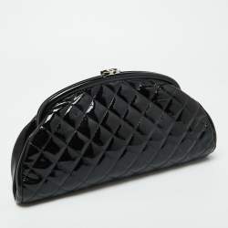 Chanel Black Quilted Patent Leather Timeless Clutch