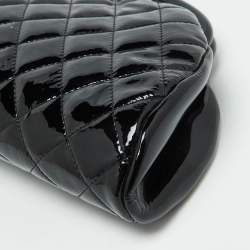 Chanel Black Quilted Patent Leather Timeless Clutch