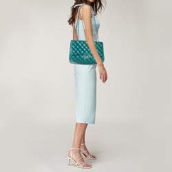 Pre Owned Chanel Green Quilted Leather Jumbo Classic Double Flap Bag