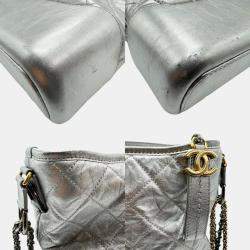 Chanel Silver Leather Large Gabrielle Shoulder Bag