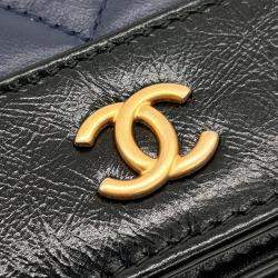 Pre Owned Chanel Navy Blue Leather Gabrielle WOC Mini Crossbody Bag