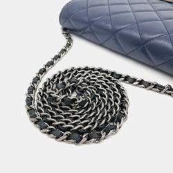 Pre Owned Chanel Navy Blue Leather Gabrielle WOC Mini Crossbody Bag