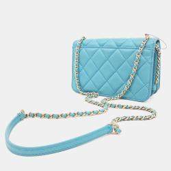 Chanel Blue Leather Chain Mini Crossbody bag
