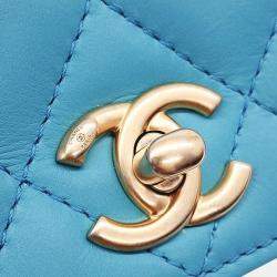 Chanel Blue Leather Chain Mini Crossbody bag