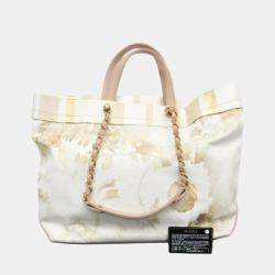 Chanel Multicolor Canvas and Leather Floral Shopping Tote Bag