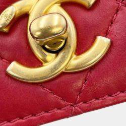 Chanel Red Lambskin Flap Chain Bag