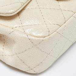 Pre Owned Chanel Pearl Beige Quilted Caviar Leather New Mini Classic Flap Bag