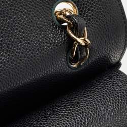 Pre Owned Chanel Black Quilted Caviar Leather Maxi Classic Double Flap Bag