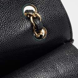 Pre Owned Chanel Black Quilted Caviar Leather Maxi Classic Double Flap Bag