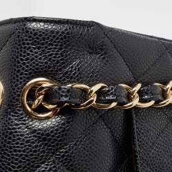 Pre Owned Chanel Black Quilted Caviar Leather Maxi Classic Double Flap Bag