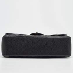 Pre Owned Chanel Black Quilted Caviar Leather Maxi Classic Double Flap Bag