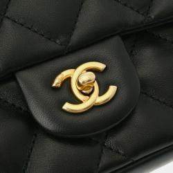 Chanel Black Lambskin Leather Mini Heart Charms Flap Bag