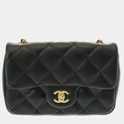 Chanel Black Lambskin Leather Mini Heart Charms Flap Bag