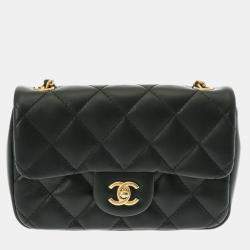 Chanel Black Lambskin Leather Mini Heart Charms Flap Bag