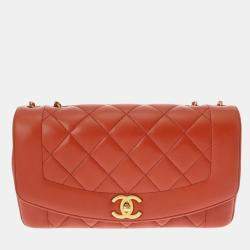 Chanel  Lambskin Brown Vintage Diana Shoulder Bag