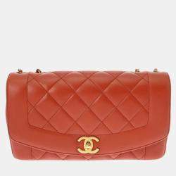 Chanel  Lambskin Brown Vintage Diana Shoulder Bag