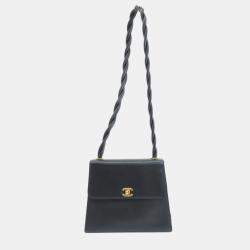 Chanel Black Caviar Leather Classic Twisted Strap Shoulder Bag