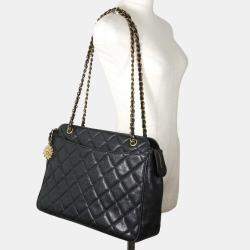 Chanel Black Caviar Leather Quilted Chain Shoulder Bag