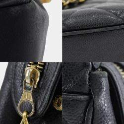 Chanel Black Caviar Leather Quilted Chain Shoulder Bag
