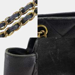 Chanel Black Caviar Leather Quilted Chain Shoulder Bag