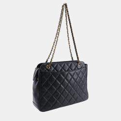 Chanel Black Caviar Leather Quilted Chain Shoulder Bag