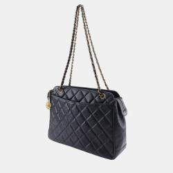 Chanel Black Caviar Leather Quilted Chain Shoulder Bag