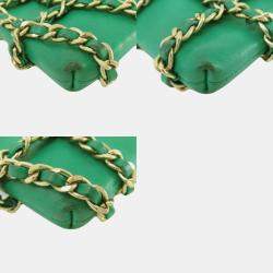 Chanel Green Lambskin Tech Me Out Clutch With Chain